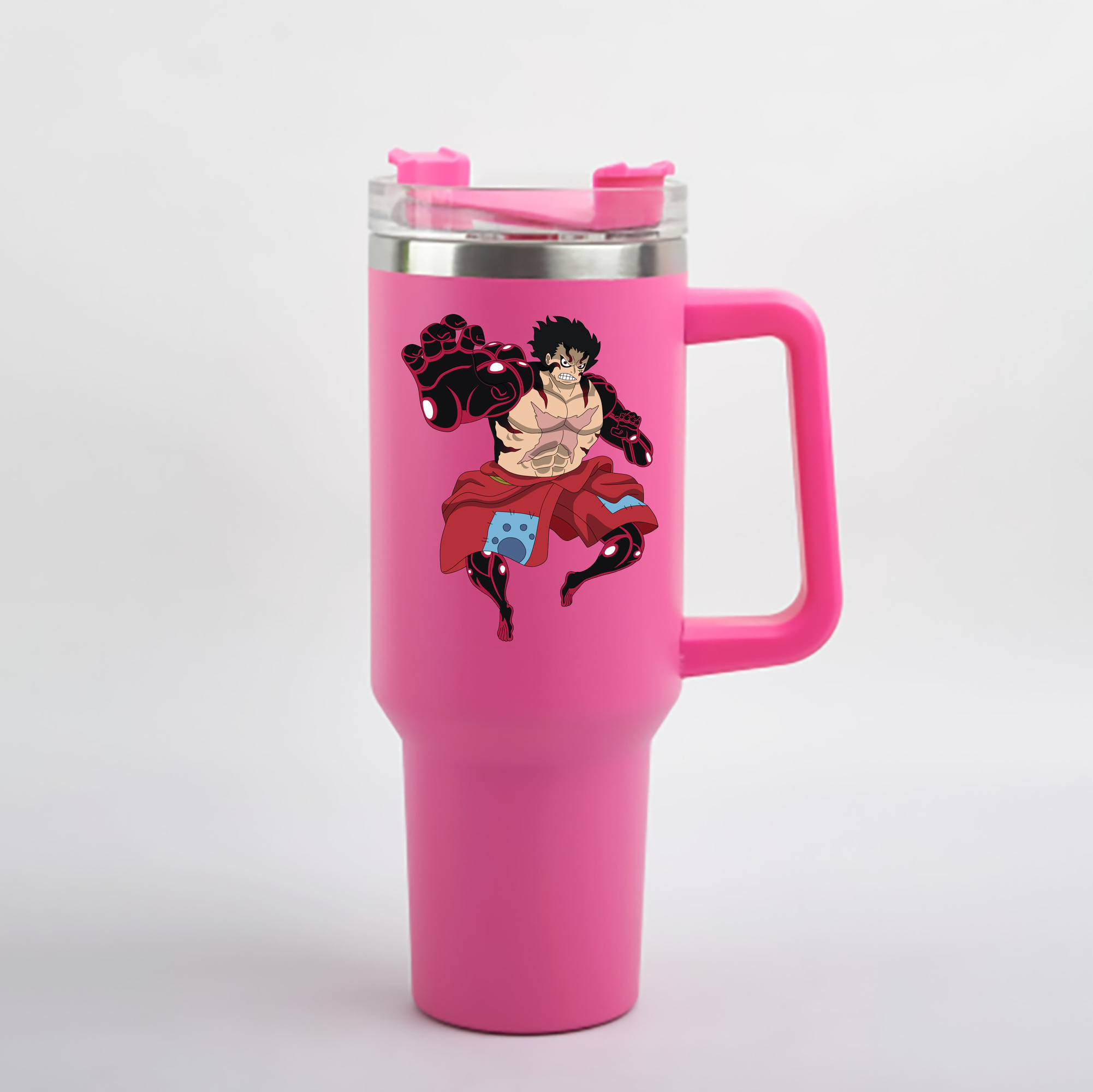 ワンピース モンキー・D・ルフィ ONE PIECE Monkey D. Luffy 1200mL車用タンブラー - クリスタルステッカー（プラスチックストロー付き）
